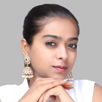Ruby Bakul Jhumka Earrings