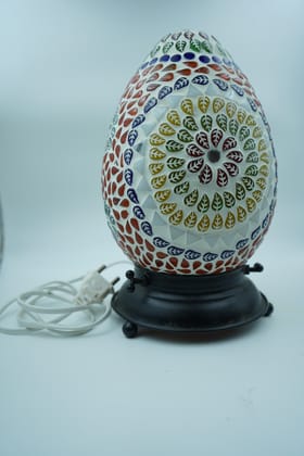 Handcrafted Mosaic Egg Table Lamp with Metal Base