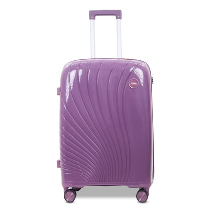 AMERICAN TRAVELLER New York 7711 24 Inch Medium Trolley Bag | Durable Hard Shell | TSA Type Lock | Spinner Trolley Luggage | 360 degree Disc Spinner Wheels | Suitcase for Travel Medium M24 Purple