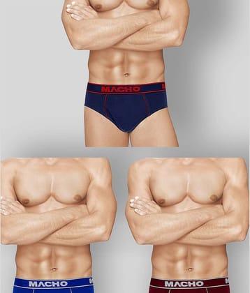 Macho -  Navy Blue 100% Cotton Men's Briefs ( Pack of 3 )