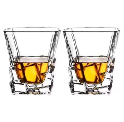 Premium Stylish Old Fashion Brandy Glasses | 310 ML | Whiskey Tumblers | Diamond Glass with Bottom Rocks Cocktail Scotch and Rum