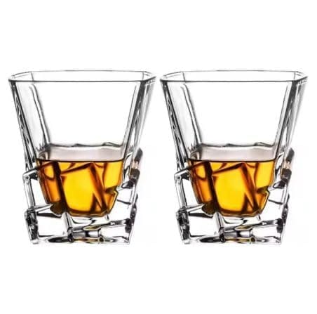 Premium Stylish Old Fashion Brandy Glasses | 310 ML | Whiskey Tumblers | Diamond Glass with Bottom Rocks Cocktail Scotch and Rum