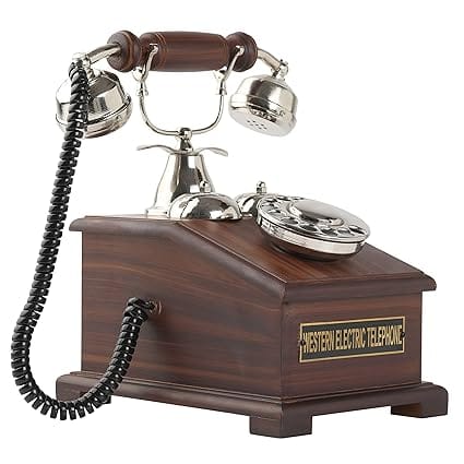 Nautical Vintage Look Silver and Wood Telephone Showpiece