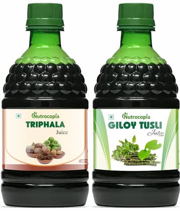 NUTROCOPIA Triphala Juice & Giloy Tulsi Juice To Boost Immunity Pack of 2 of 400 ML(800 ML)