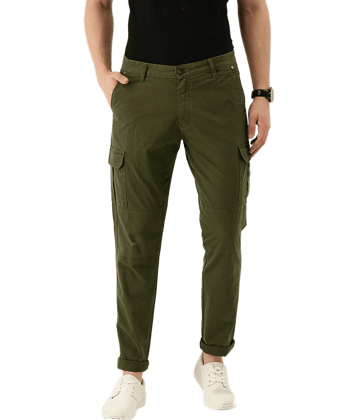 IVOC Men Navy Blue Slim Fit Solid Cargos