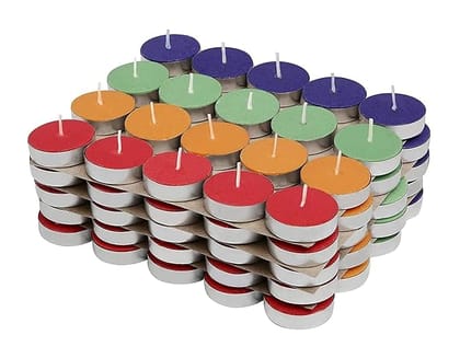 Set of 50 Unscented Multicolor Tea Light Candles
