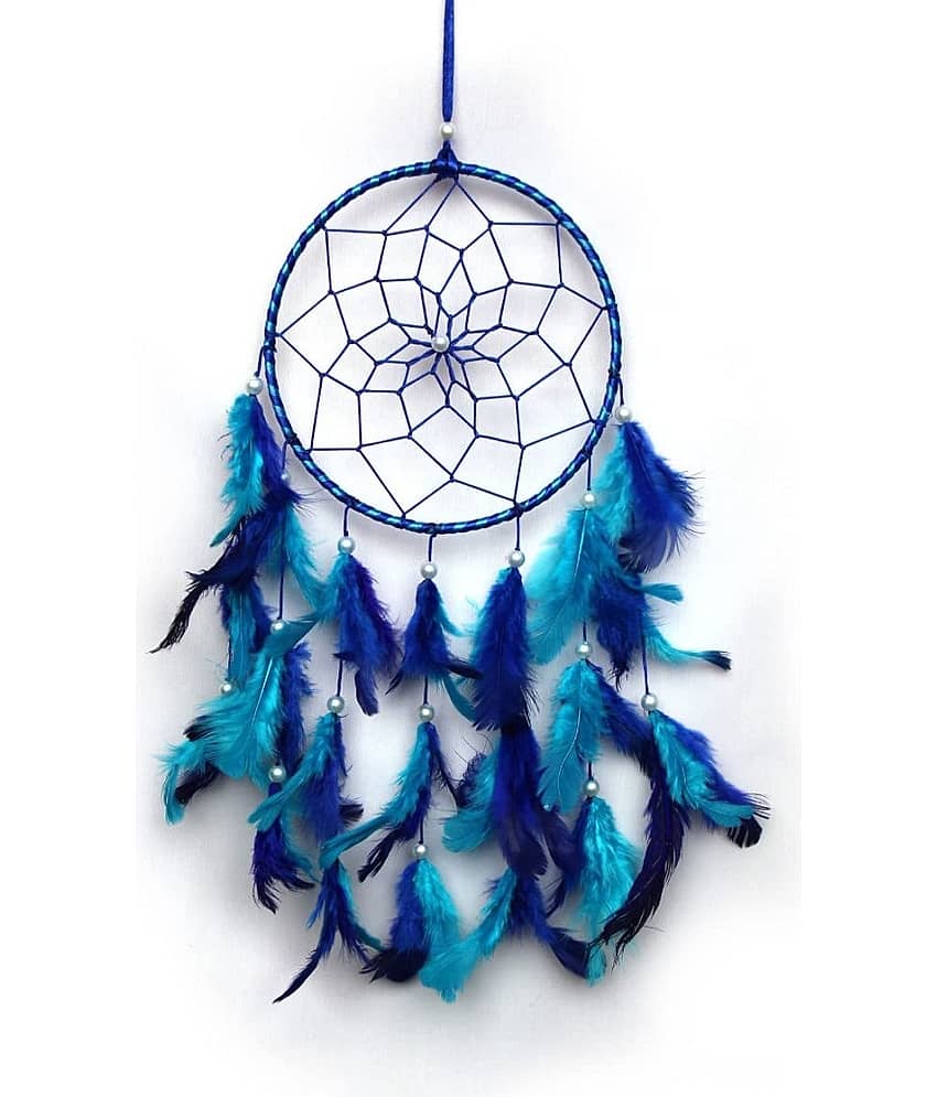 DHRUVTAR - Blue Feather Dream Catcher - Pack of 1 ( 45 X 17 cms )