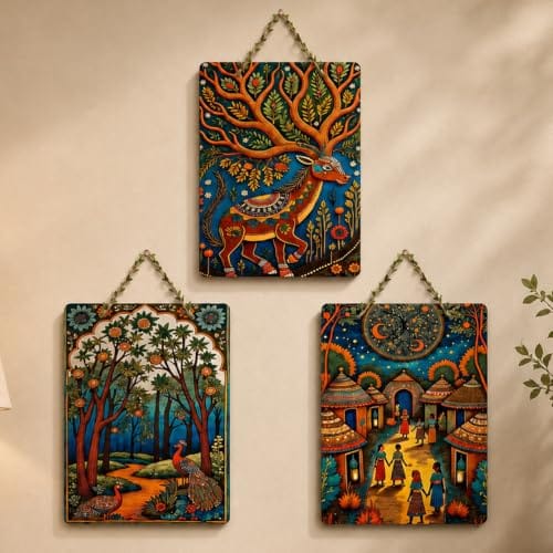 Artvibes Traditional Indian Nature Artwork Decorative MDF Wooden Wall Art for Home | Printed Wall Decoration |