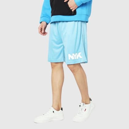 Blue Solid Relaxed Fit Shorts Neon Blue S