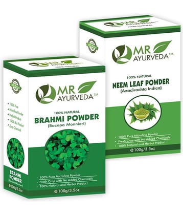 MR Ayurveda 100% Organic Brahmi  Powder and Neem Powder Hair Scalp Treatment 200 g Pack of 2