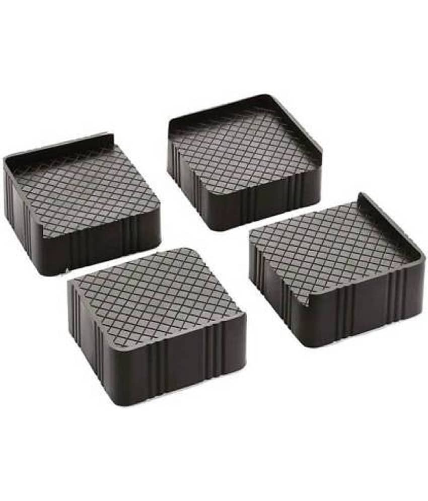 VARNIRAJ Import & Export Plastic Stand for Almirah, Wardrobe, Refrigerator (Grey Black) -Set of 4-Pieces