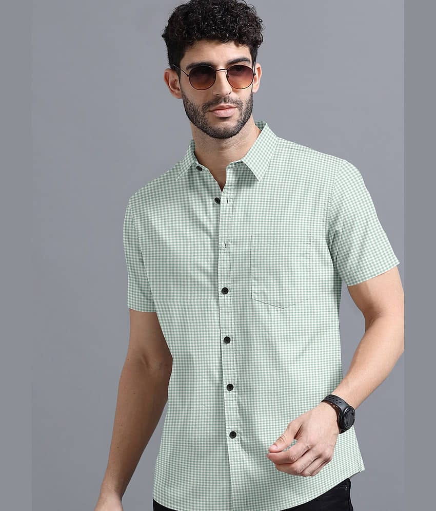 Ethnic Trendz Cotton Blend Regular Fit Checks Half Sleeves Men's Casual Shirt - Navy Blue ( Pack of 1 )