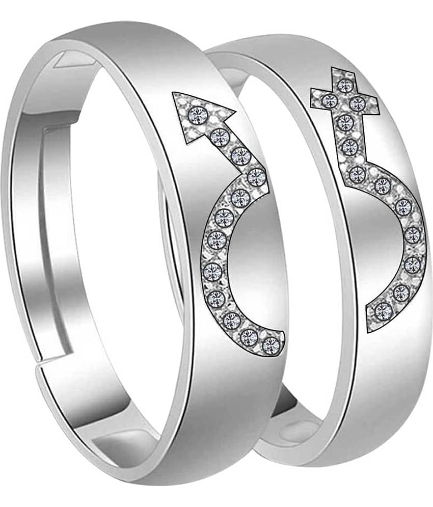 SILVERSHINE,silver plated attractive antique design with diamond adjustable couple ring for men and women.