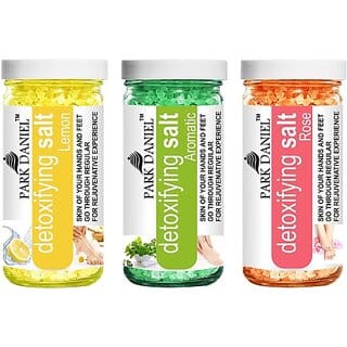 PARK DANIEL Premium Lemon, Aromatic &amp; Rose Bath Salt- For Radiant, Soothening &amp; Whitening Skin- Pedicure &amp; Manicure Salt Combo Pack of 3 Jars of 200 gms(600 gms) (600 g)