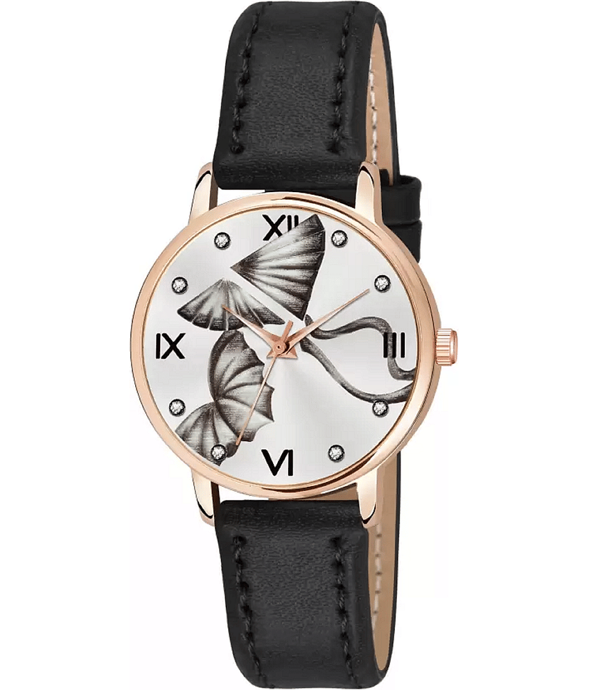 AQUA BLISS - Black Leather Analog Womens Watch