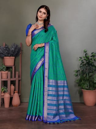 Peacock Green Soft Silk Woven Designed Patola Saree