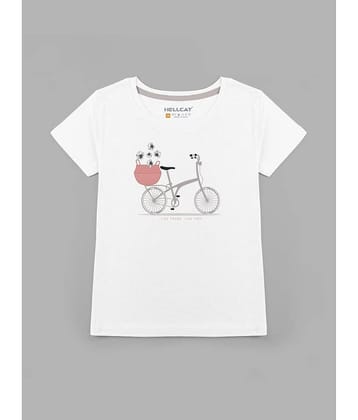 HELLCAT Pack of 1 Girls Cotton Blend T-Shirt ( White )
