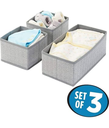 House of Quirk Storage Box Set of 3 Closet Dresser Drawer Organizer Cube Basket Bins Containers Divider with Drawers for Underwear, Bras, Socks, Ties, Scarves, (Grey)