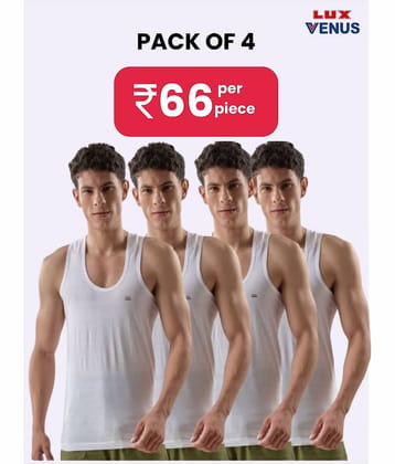 lux venus Pack of 4 Cotton Undershirt For Men ( White )