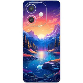 Yug Emporium Back Skin Wrap For Oppo A3x Premium Quality Full Coverage (Sunset Theme) (Back Cover Multicolor)