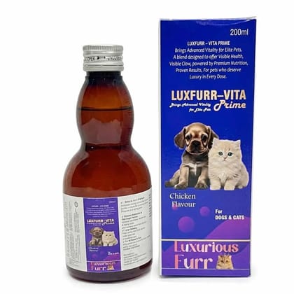 Luxuriousfurr Luxfurr-Vita Prime Pet Vitality Supplement, Chicken Flavour, for Dogs & Cats, 200ml