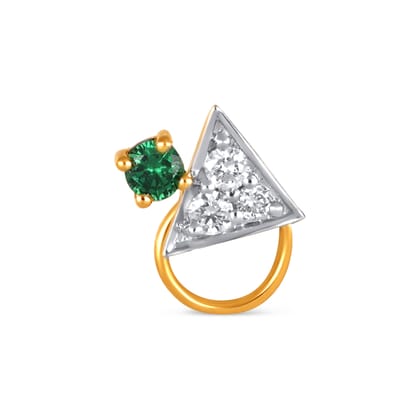 Senco Gold Verdant Prism Diamond Nose Pin ( 0.248 gm/0.14 ct/GH-VS/18K Yellow Gold )