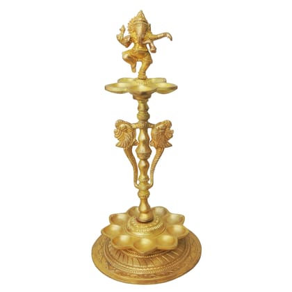 Brass Table Decor Oil Lamp, Deepak  - Traditional Puja Deepak for D�cor, Height : 12.5 Inch (BSMAS291)