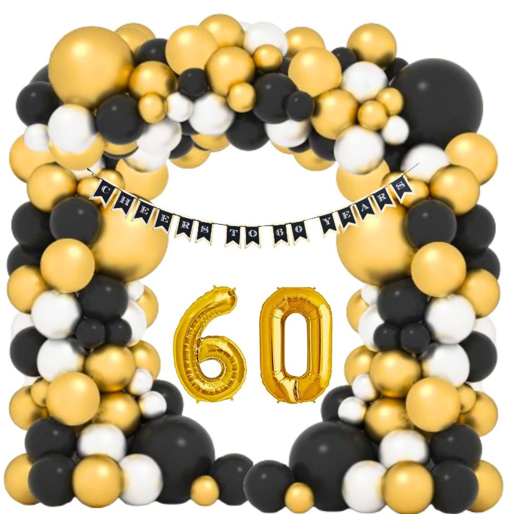 Wanna Party Happy 60th Birthday Decorations Combo Kit - 33 pcs - Party and Festive Needs | Buy online on ZillyBuy