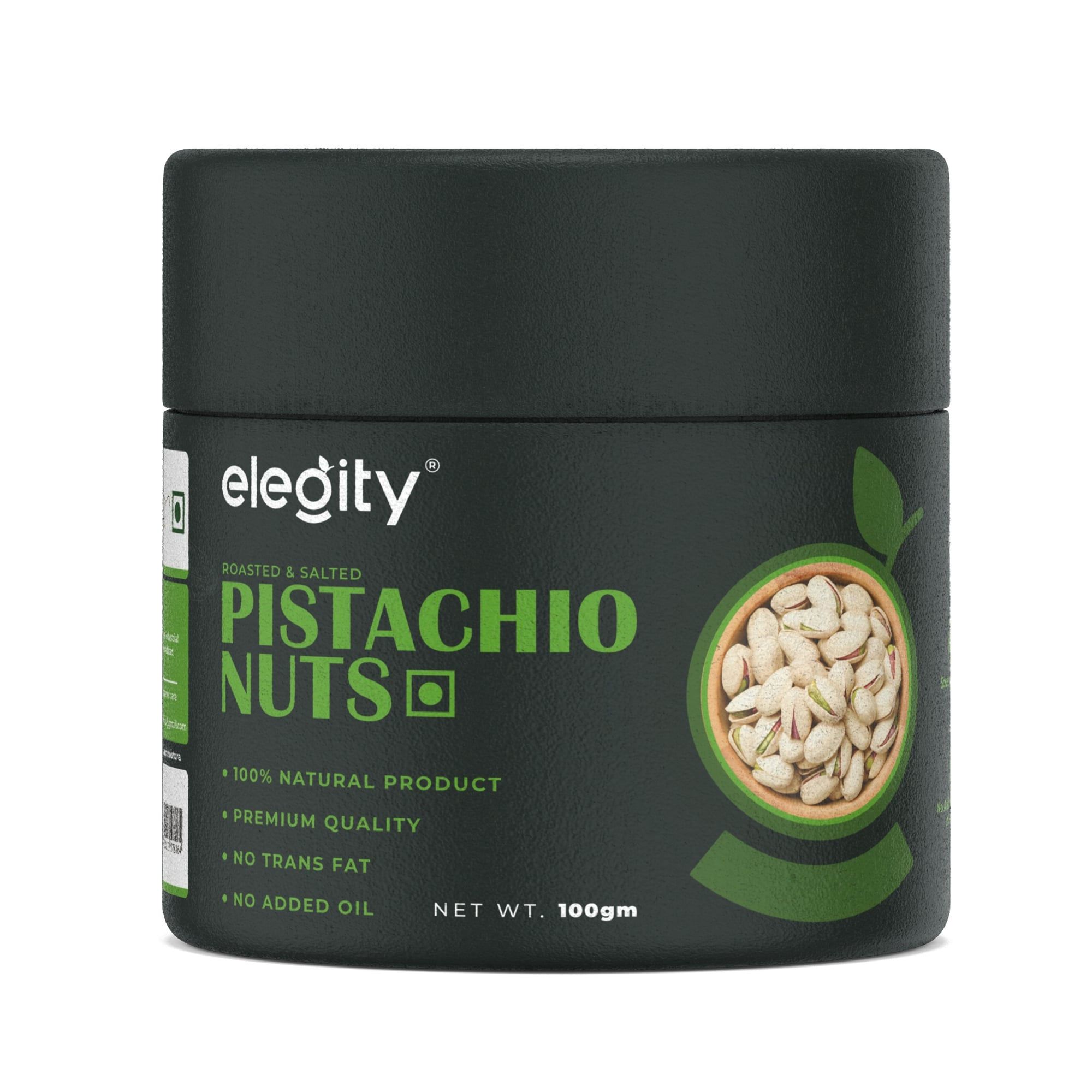 Elegity California Salted Pistachios Pouch (100 gm) | Crunchy & Healthy | Rich in Fiber & Protein | No Added Preservatives