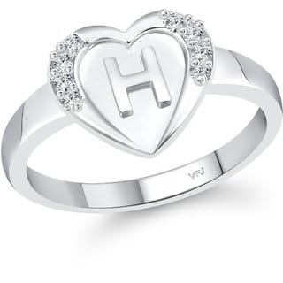 Vighnaharta  Initial '' H '' Letter in heart ring alphabet  for women