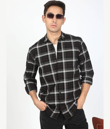 Bene Kleed 100% Cotton Slim Fit Checks Full Sleeves Men's Casual Shirt - Black ( Pack of 1 )