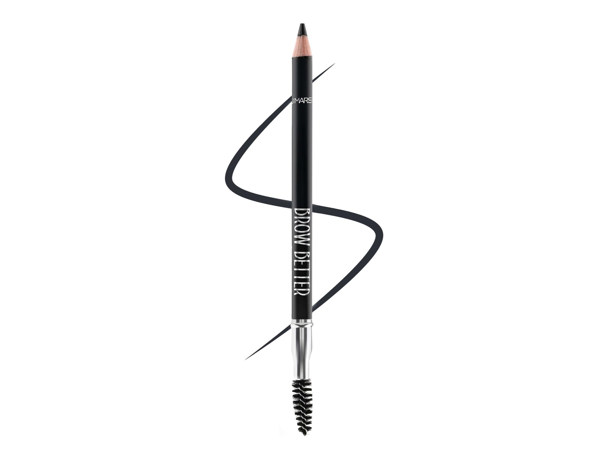 MARS Brow Better Eyebrow Pencil with Spoolie, Long-Lasting & Smudge Proof, Rich Pigmentation, Natural-Looking Results, Easy to Sharpen (1.4 gm) - 01-Black