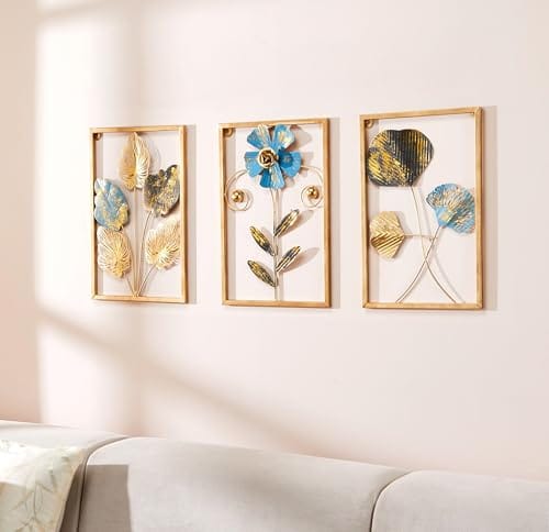 Amazon Brand – Solimo Leaves Metal Wall Decor | Elegant Nature-Inspired Iron Wall Hanging | Sturdy Iron | Wall