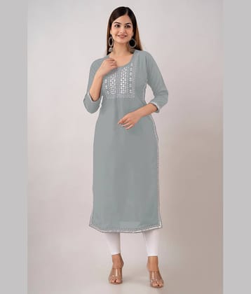 Kapadia - Grey Rayon Women's Straight Kurti ( Pack of 1 )