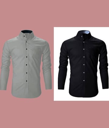 Bluedove Cotton Blend Regular Fit Solids Full Sleeves Men's Casual Shirt - Grey ( Pack of 2 )