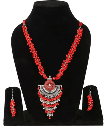Sunhari Jewels Red Alloy Necklace Set ( Pack of 1 )