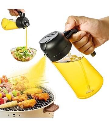 Bhavyta Oil Dispenser 500ml Oil Sprayer Bottle for Cooking 2 in 1 Oil Dispenser for Kitchen Oil Sprayer For Air Fryer Premium Glass Oil Bottle with Oil Sprayer Oil Pots For Kitchen