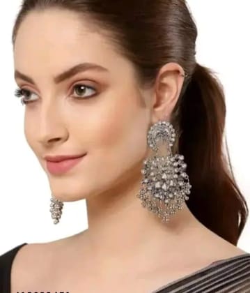 Antique Oxidised Silver Statement Jhumka Earrings