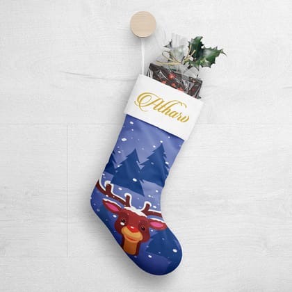 Rudolph The Red-Nosed Christmas Stocking-Regular ( 15.5 in x 11 in ) / Metallic Gold