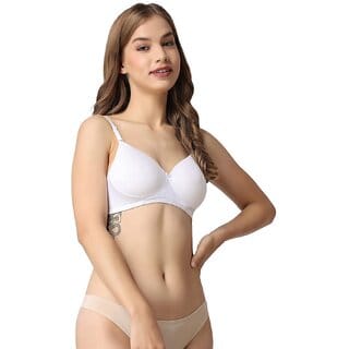 Lovingcare White Women's Cotton Lightly Padded Non-Wired Regular T-Shirt Regular Bra