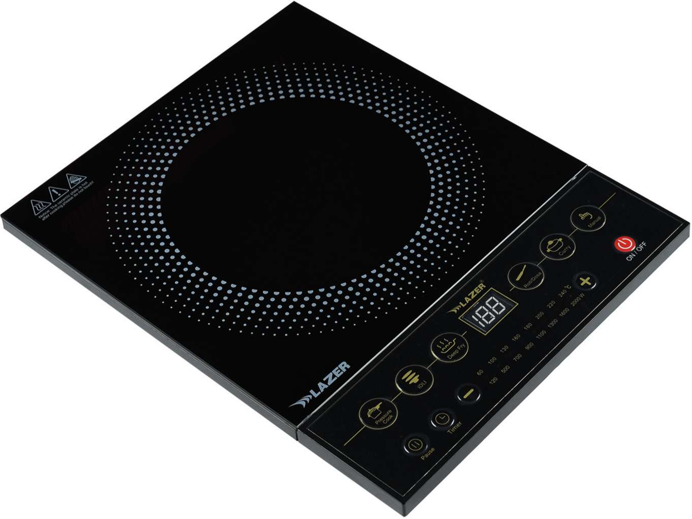 Lazer 2000W Induction Cooktop, Push Button Control, Fast Heating Portable Electric Induction Stove, Energy Efficient Kitchen Cooktop