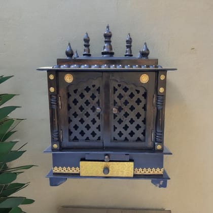 Wooden Brass Fitted Indian Home Temple