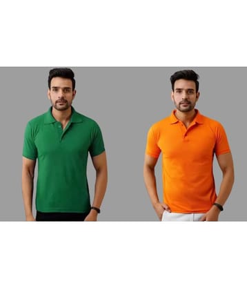 SKYRISE Pack of 2 Cotton Blend Slim Fit Solid Half Sleeves Men's Polo T Shirt ( Multicolor )