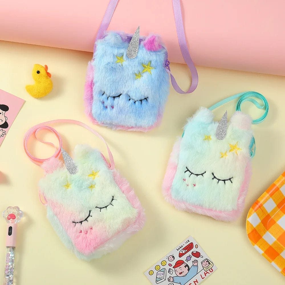 Gift Cartoon Plush Unicorn Shoulder Bag Cute Square Diagonal Designer Kids Purses Coin Purse Bag