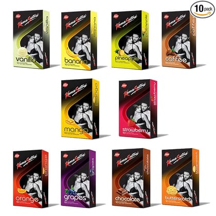 Kama Sutra Flavours Dotted Condoms - Pack of 10, 100 No's