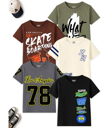 Kuchipoo Pack of 5 Boys Cotton Blend T-Shirt ( Multicolor 1 )