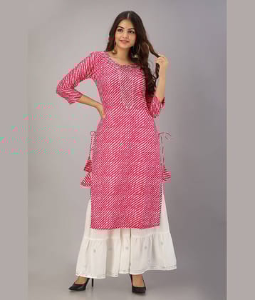 FABRR - Fluorescent Pink Straight Cotton Women's Stitched Salwar Suit ( Pack of 1 )