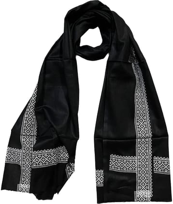 Mk weaves Black Cotton Men's Scarves ( Pack of 1 )