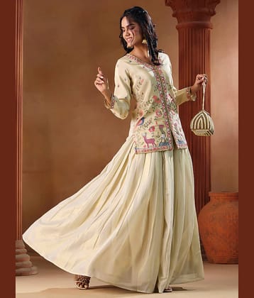 Madhuram Textiles Women's Shimmer Ready To Wear Flared Lehenga Choli