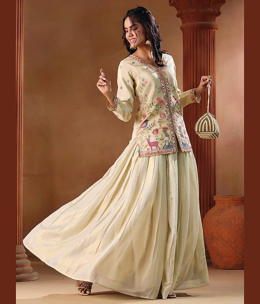 Madhuram Textiles Women's Shimmer Ready To Wear Flared Lehenga Choli